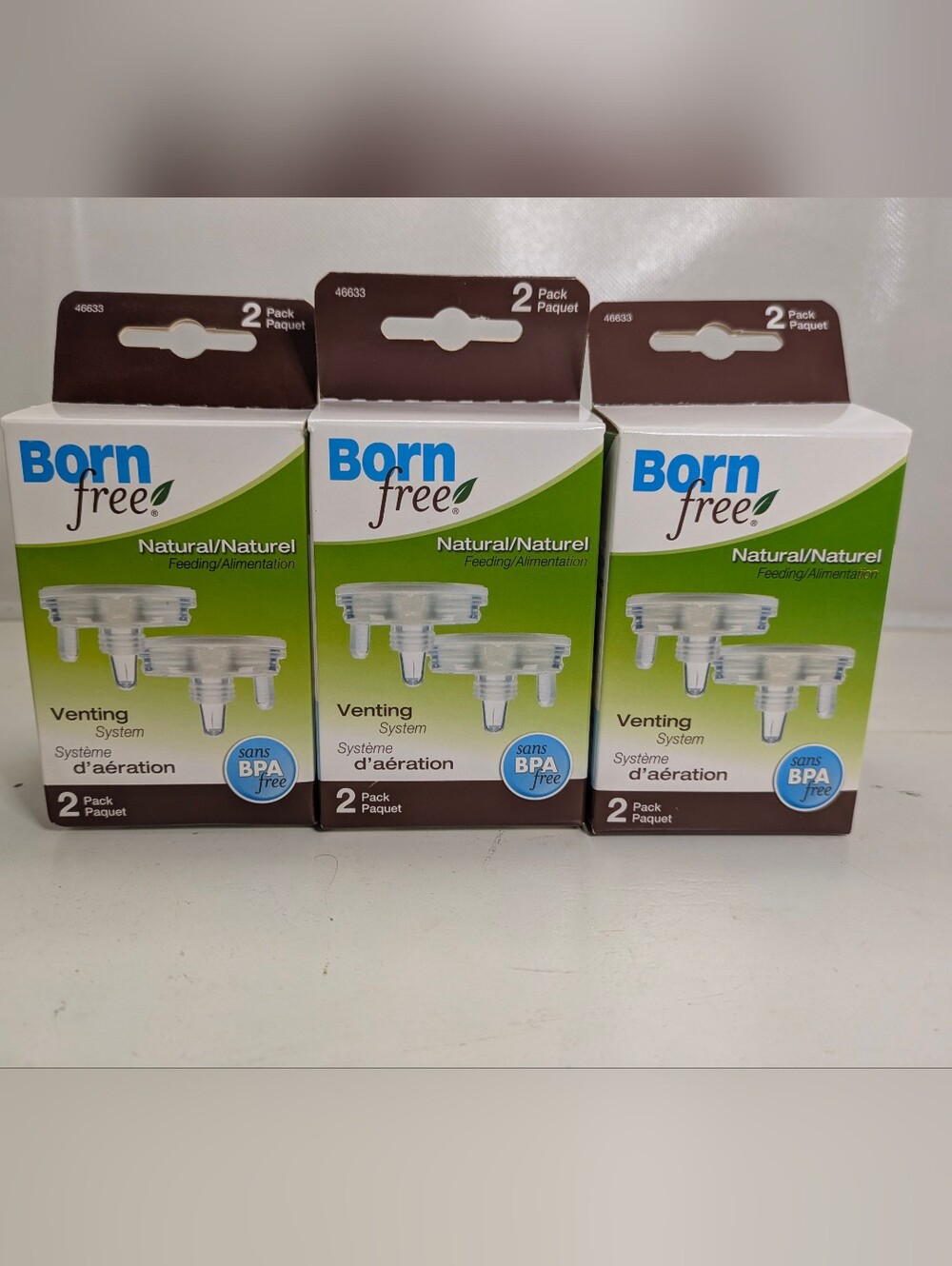 Born Free Venting System 2-Pack — Clear with Green Packaging - Set Of 3